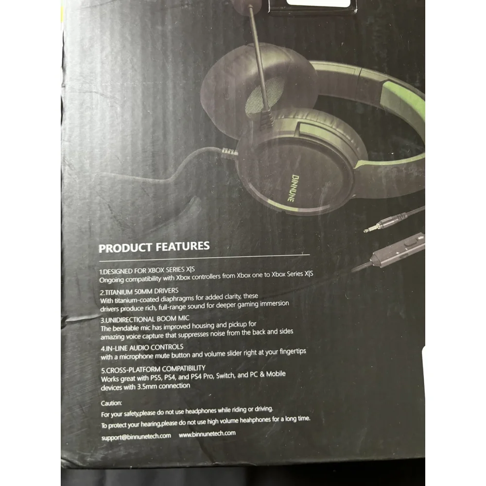 Binnune Gaming Headset for Xbox Series, PS4/5, Switch &PC W/3.5mm •BG02•New